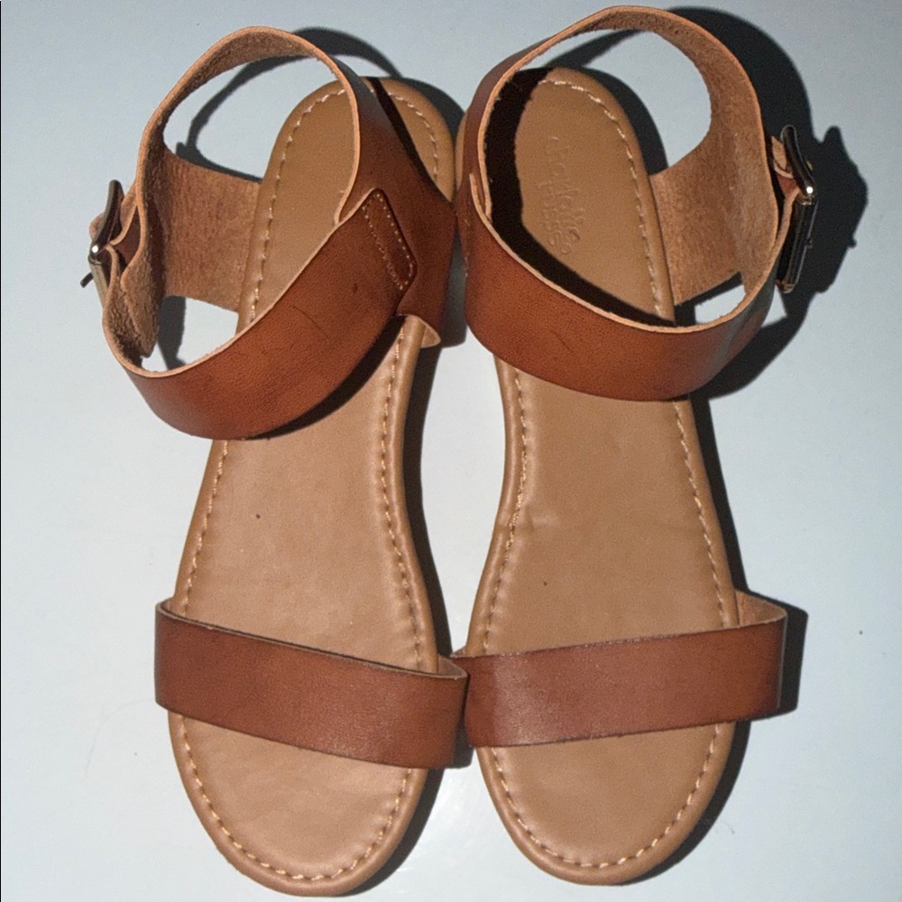 Charlotte Russe Women's Tan Ankle-Strap Flat Sandals